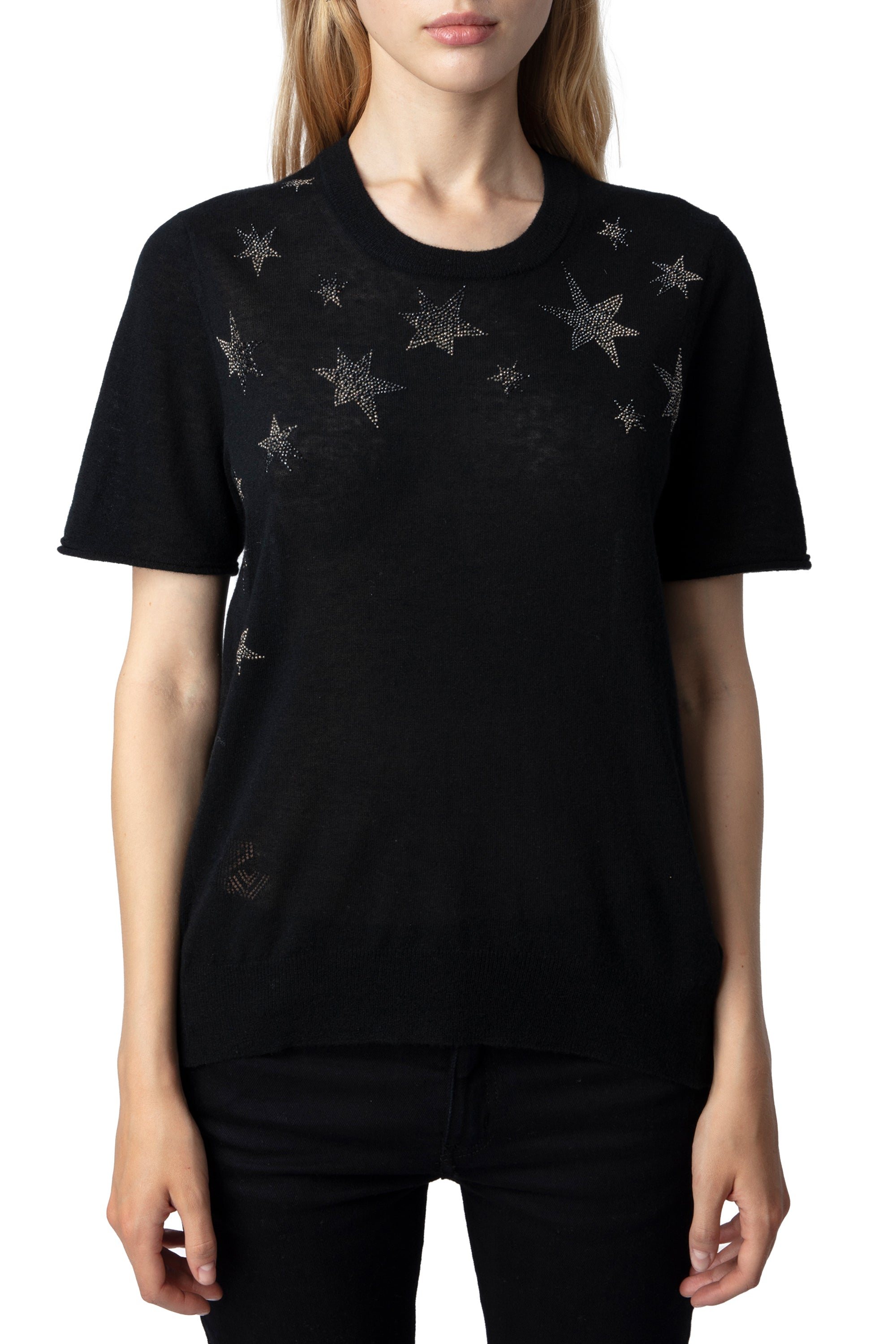 Ida Stars Strass cashmere jumper - Black