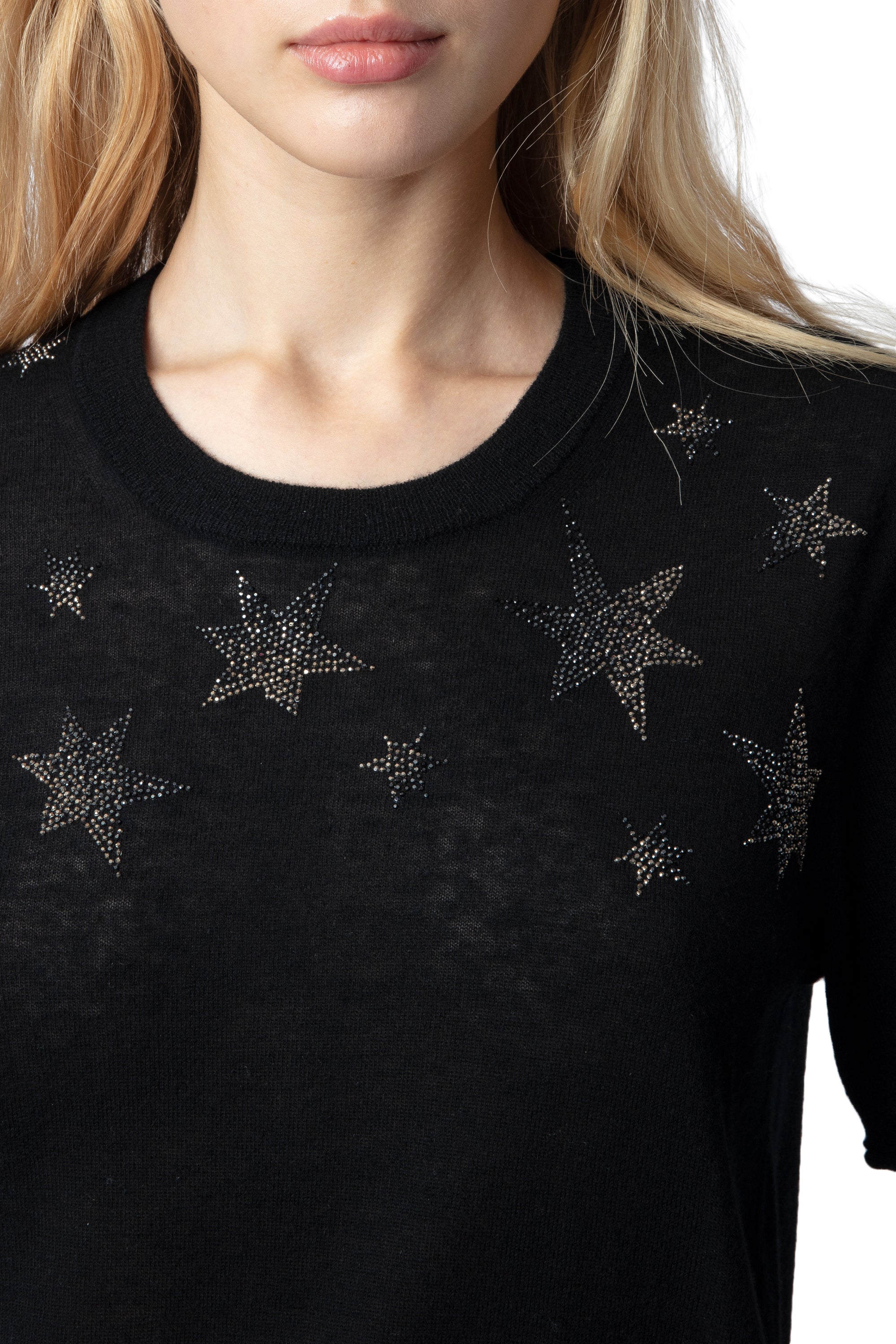 Ida Stars Strass cashmere jumper - Black