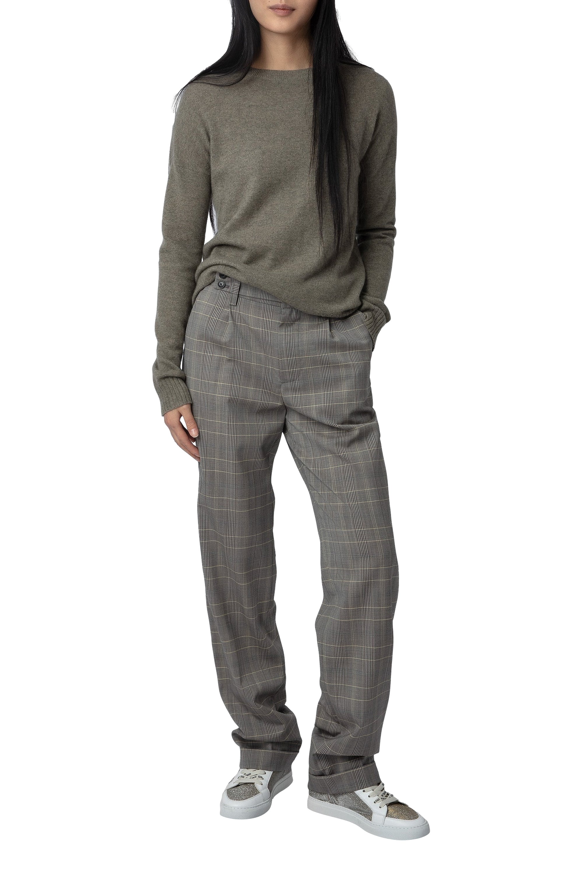 Sweat-shirt Cici Patch en cachemire - Kaki Clair