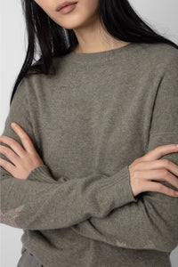 Sweat-shirt Cici Patch en cachemire - Kaki Clair