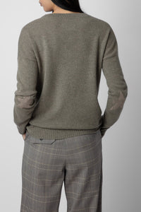 Sweat-shirt Cici Patch en cachemire - Kaki Clair