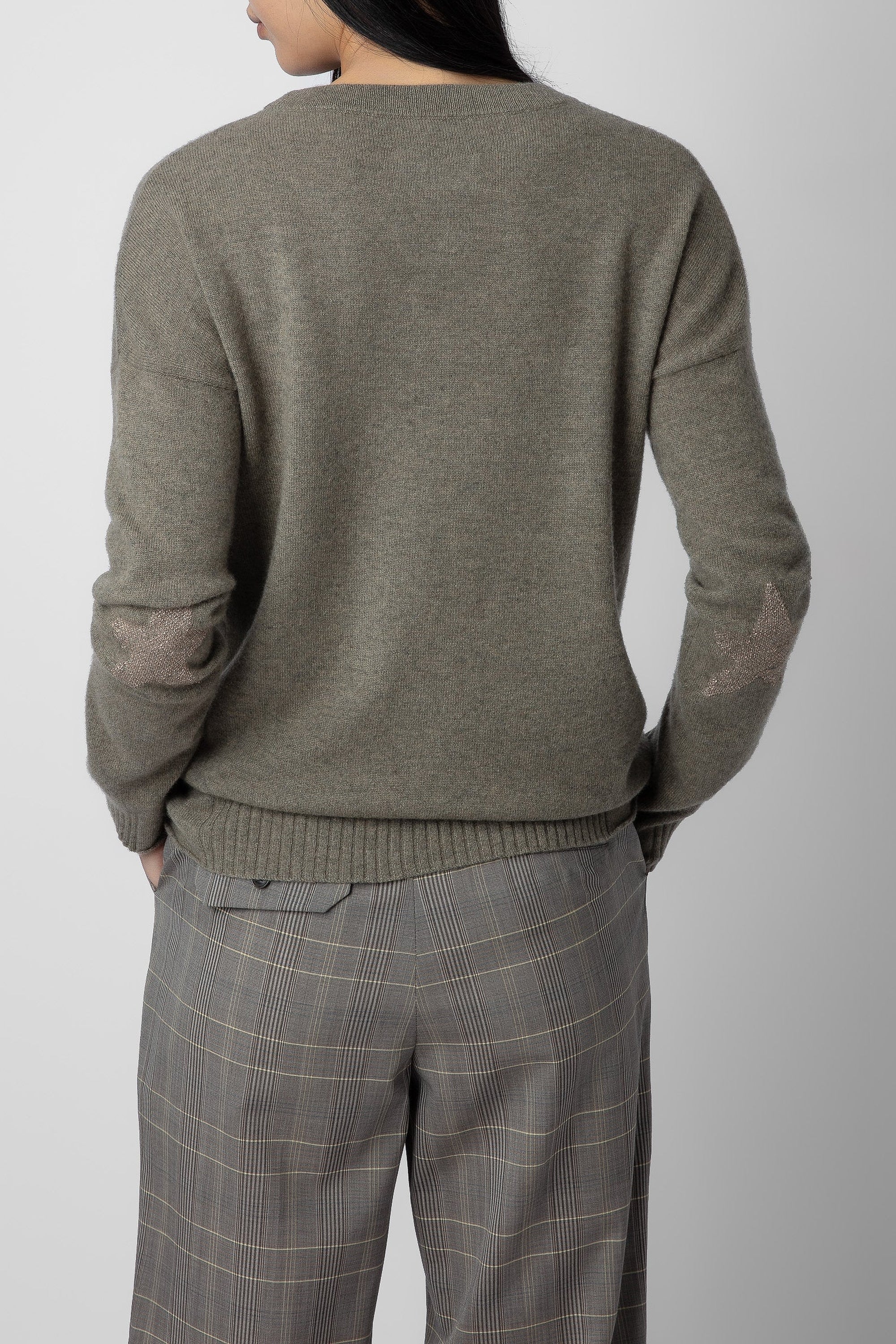 Sweat-shirt Cici Patch en cachemire - Kaki Clair
