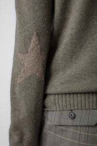 Sweat-shirt Cici Patch en cachemire - Kaki Clair