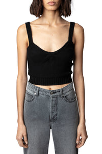 Crop top Bettina en laine - Noir