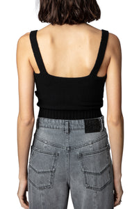 Crop top Bettina en laine - Noir