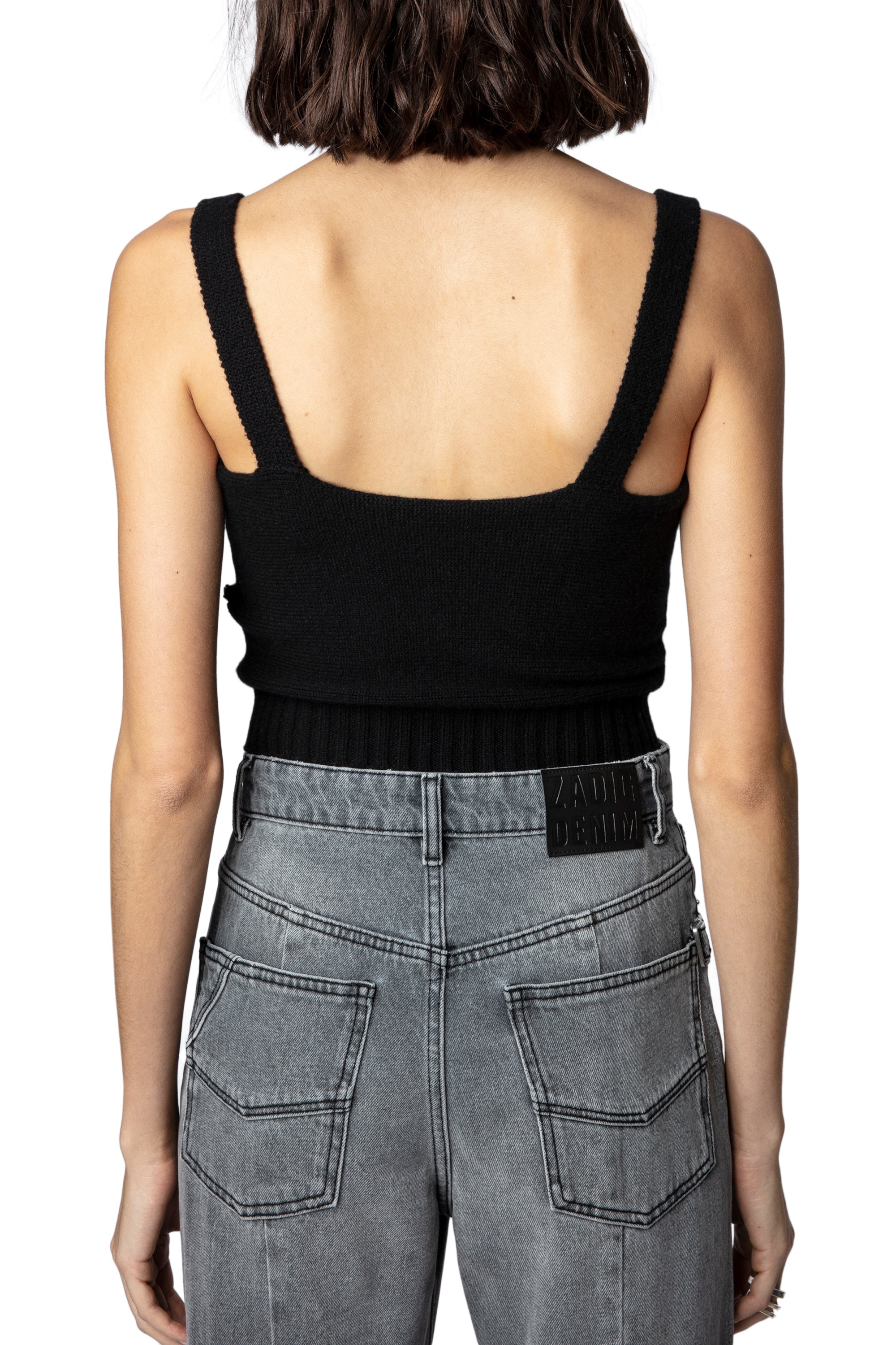 Crop top Bettina en laine - Noir
