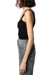 Crop top Bettina en laine - Noir