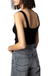 Crop top Bettina en laine - Noir