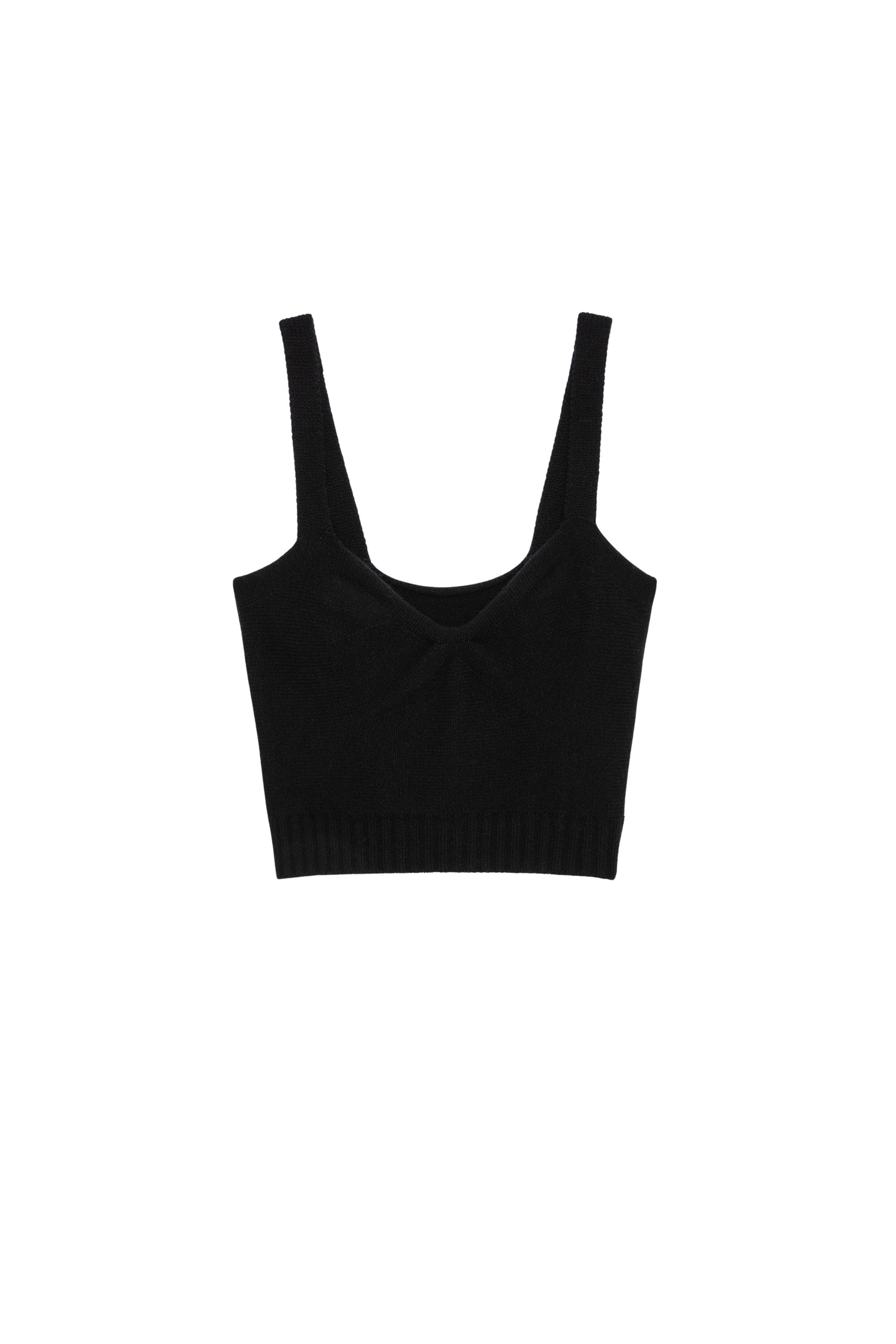 Crop top Bettina en laine - Noir