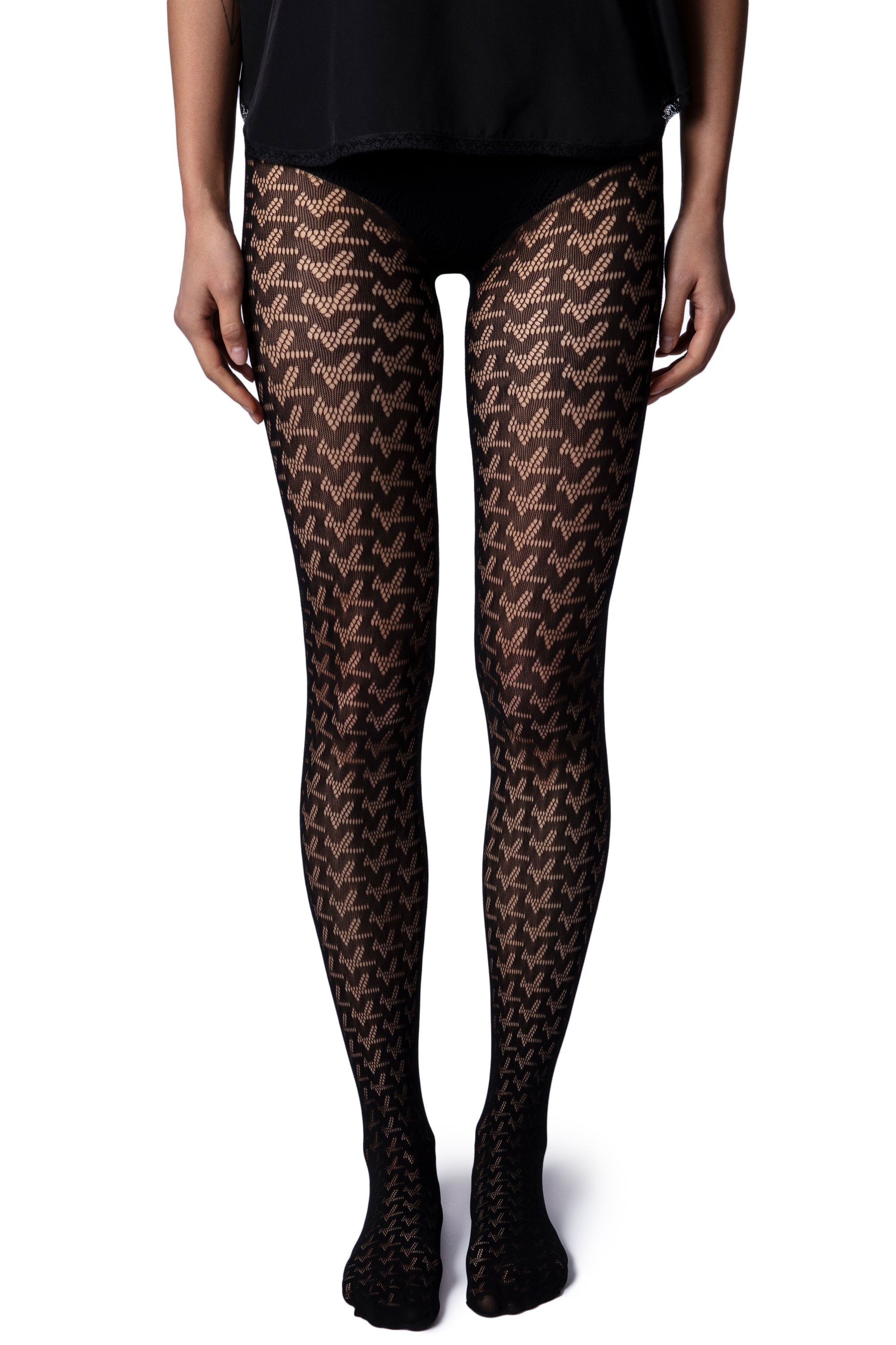 Collants à logo Résille Fogal X Zadig&Voltaire - Noir
