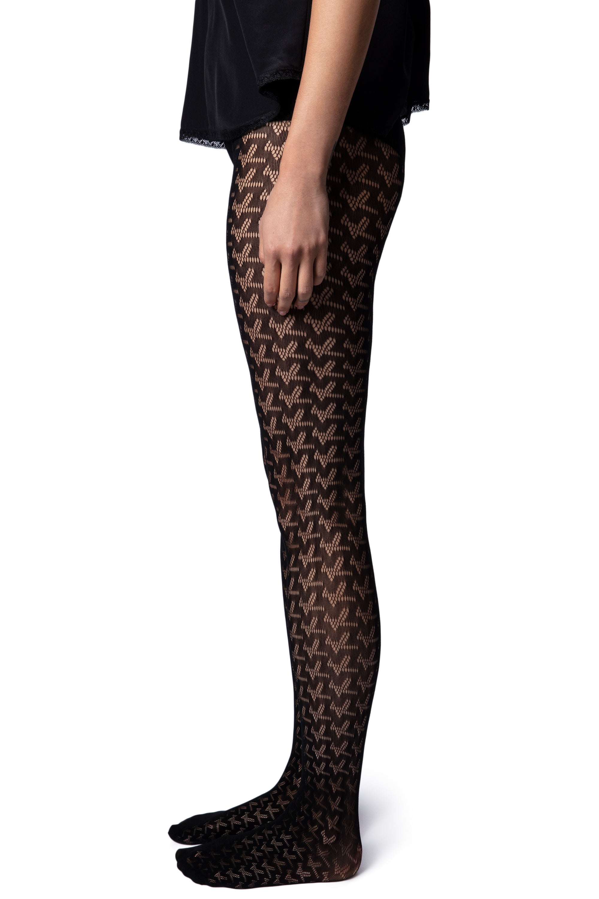 Collants à logo Résille Fogal X Zadig&Voltaire - Noir