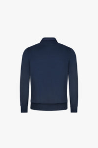 Blouson en soie et empiècements en cuir précieux - Bleu
