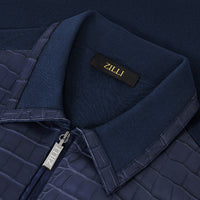 Blouson à empiècements en soie - Bleu