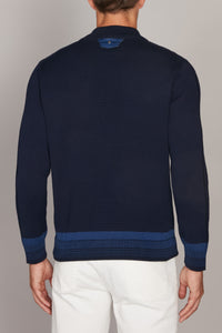 Cardigan zippé à motif géométrique en soie - Bleu