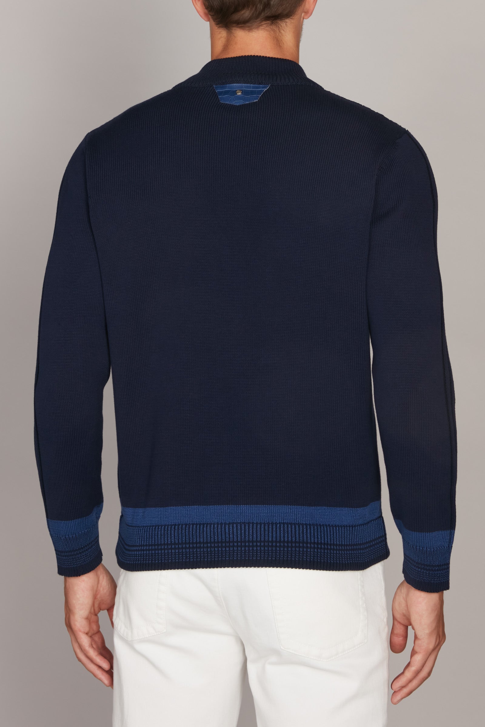 Cardigan zippé à motif géométrique en soie - Bleu
