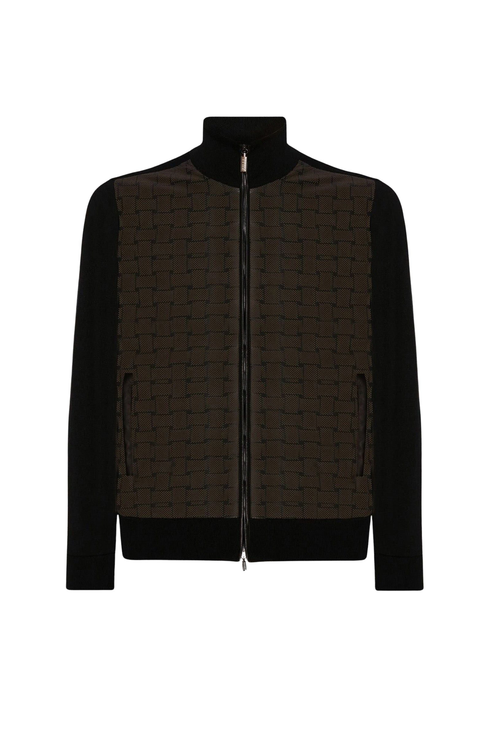 Cardigan en soie mélangée - Marron & Noir