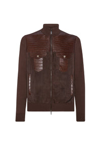 Blouson à empiècements en soie - Marron
