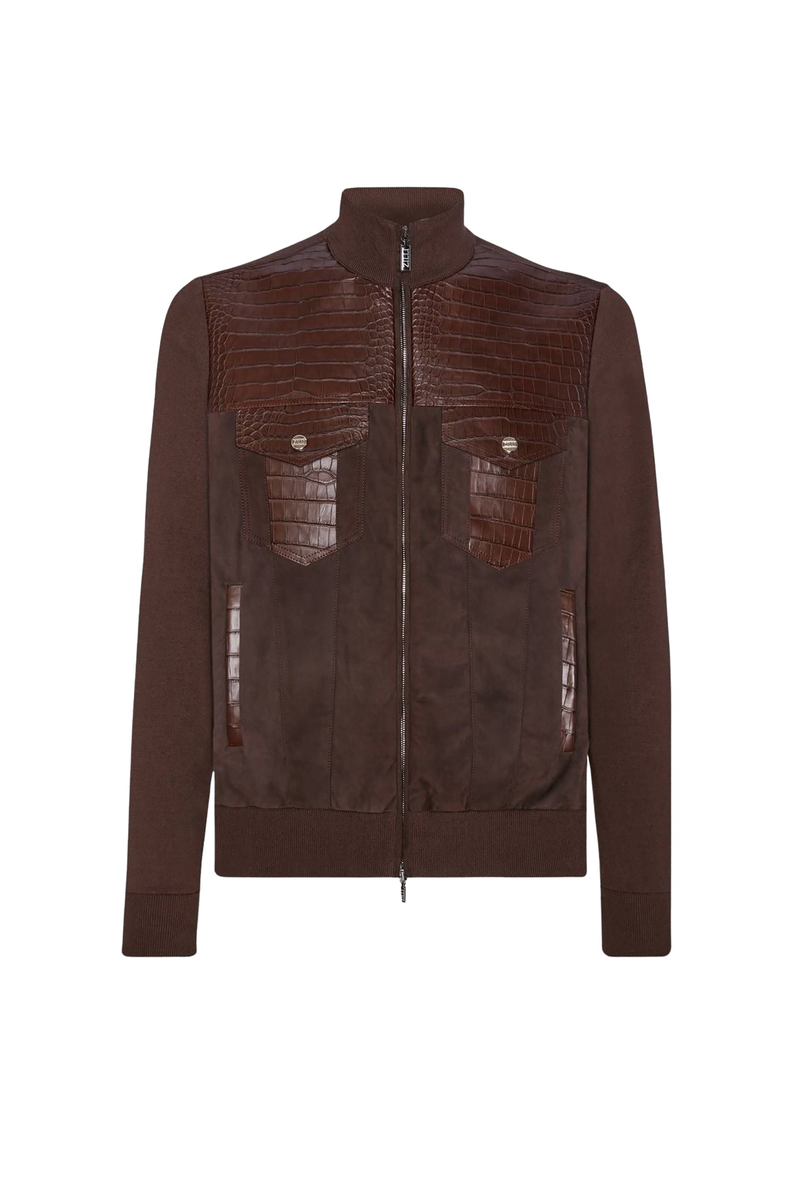 Blouson à empiècements en soie - Marron