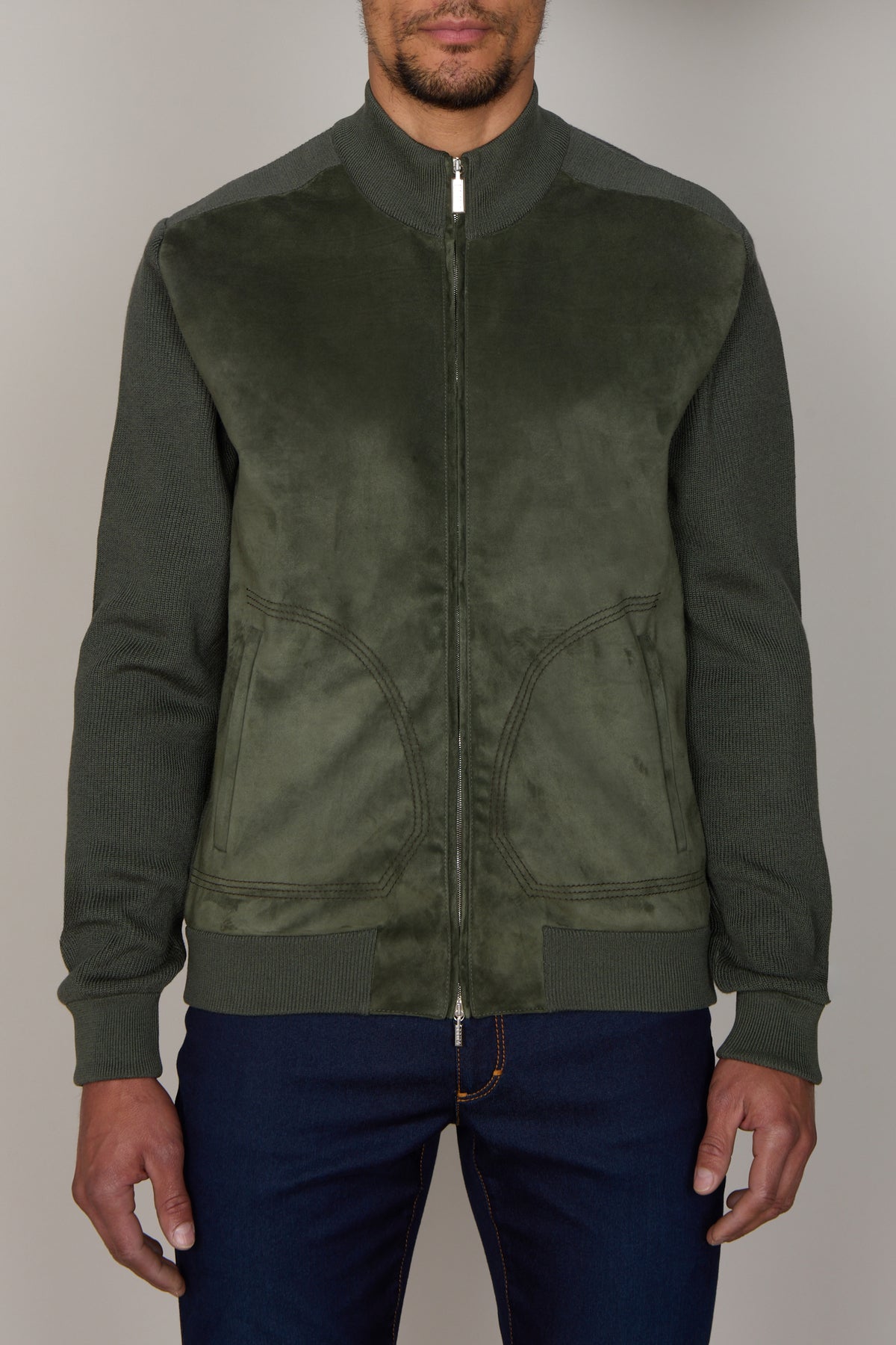 Cardigan à col montant et manches longues - Deep Military