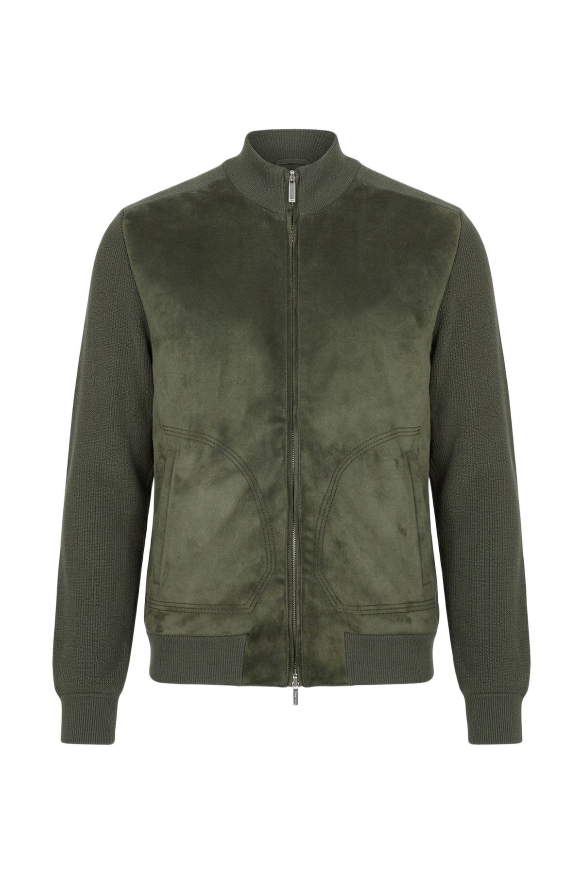 Cardigan à col montant et manches longues - Deep Military