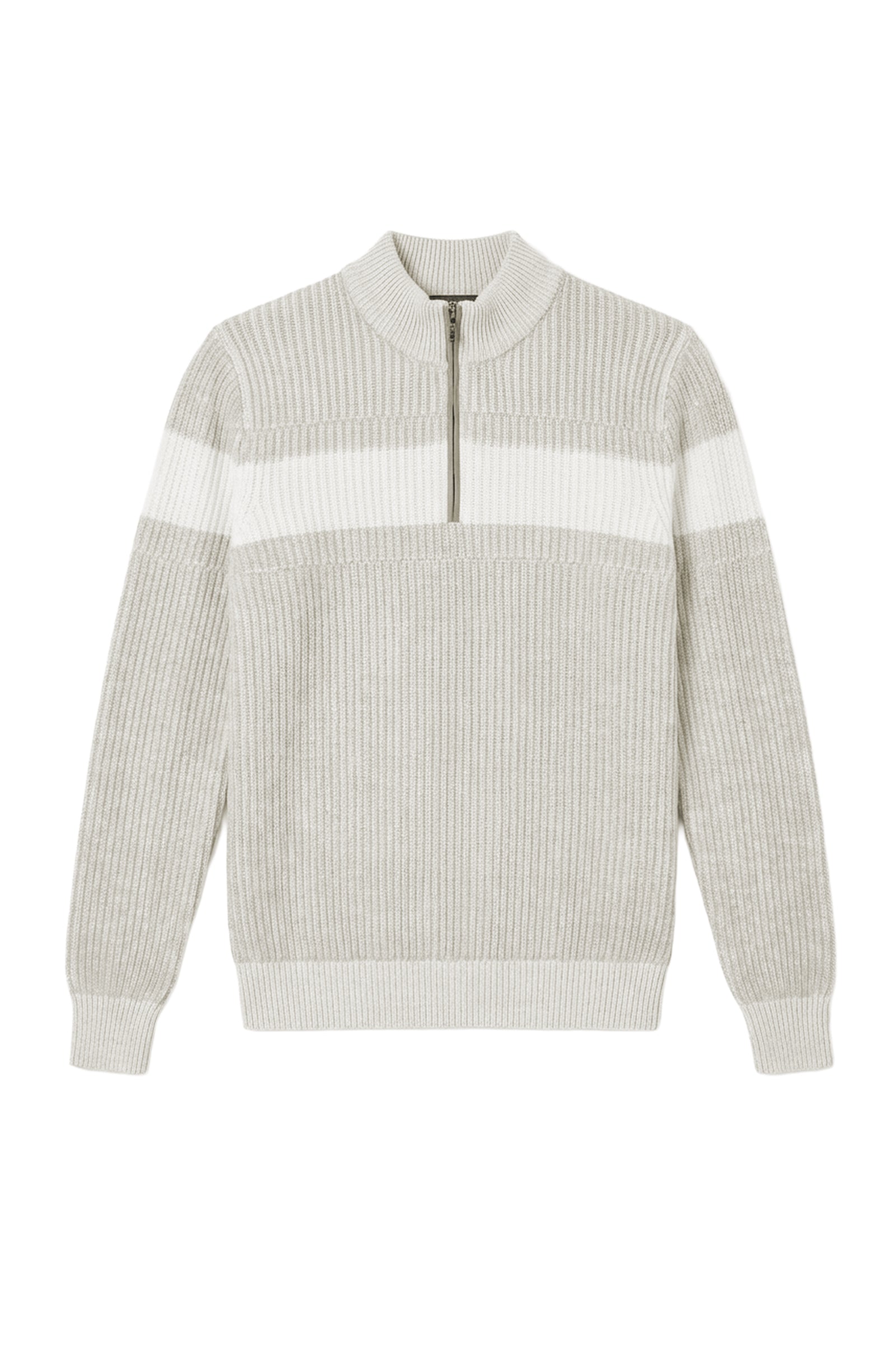 Pull à bande blanche en cachemire - Beige & Blanc