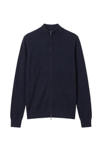 Cardigan à col montant et manches longues en laine - Dark Navy
