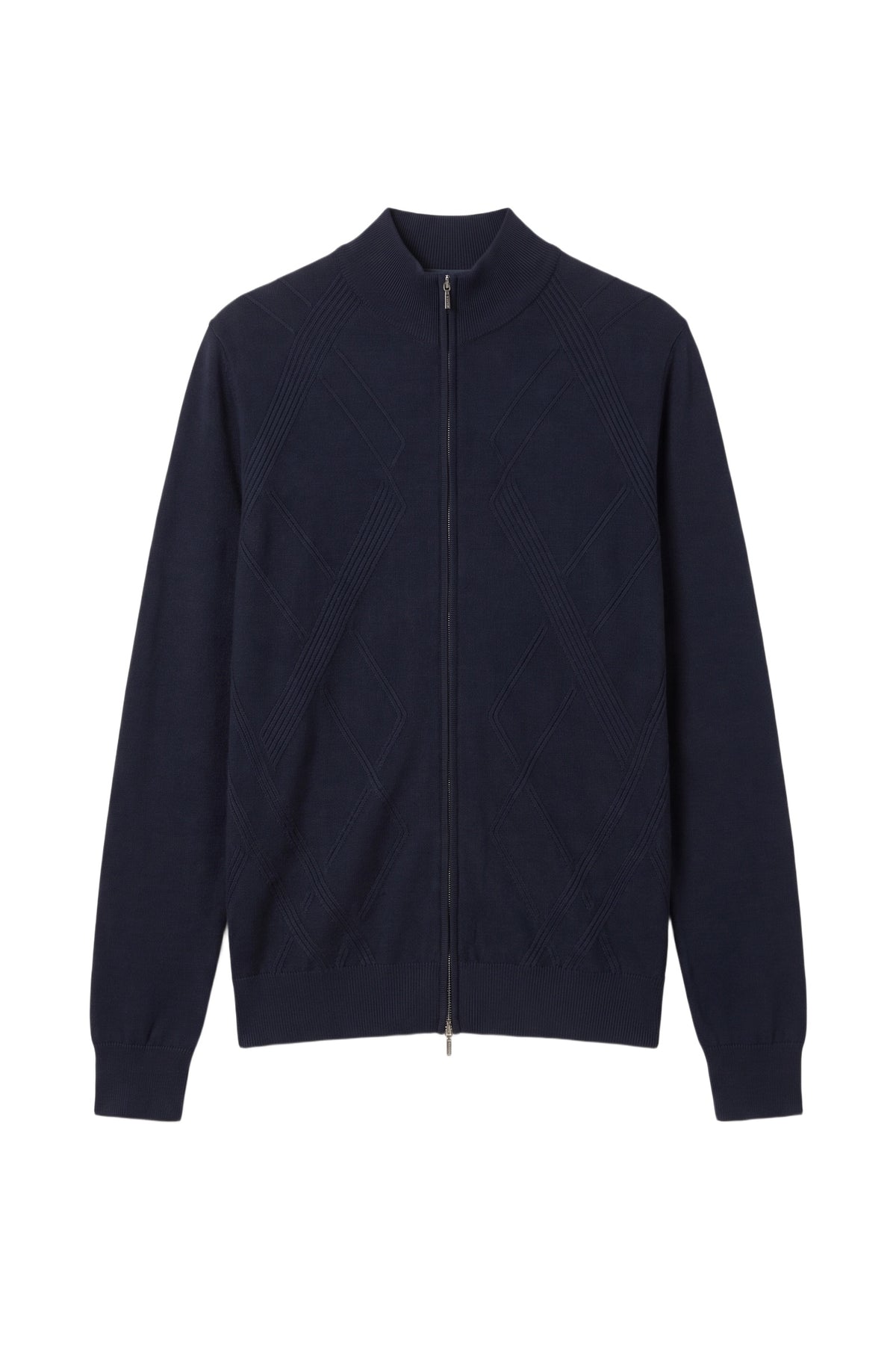 Cardigan à col montant et manches longues en laine - Dark Navy