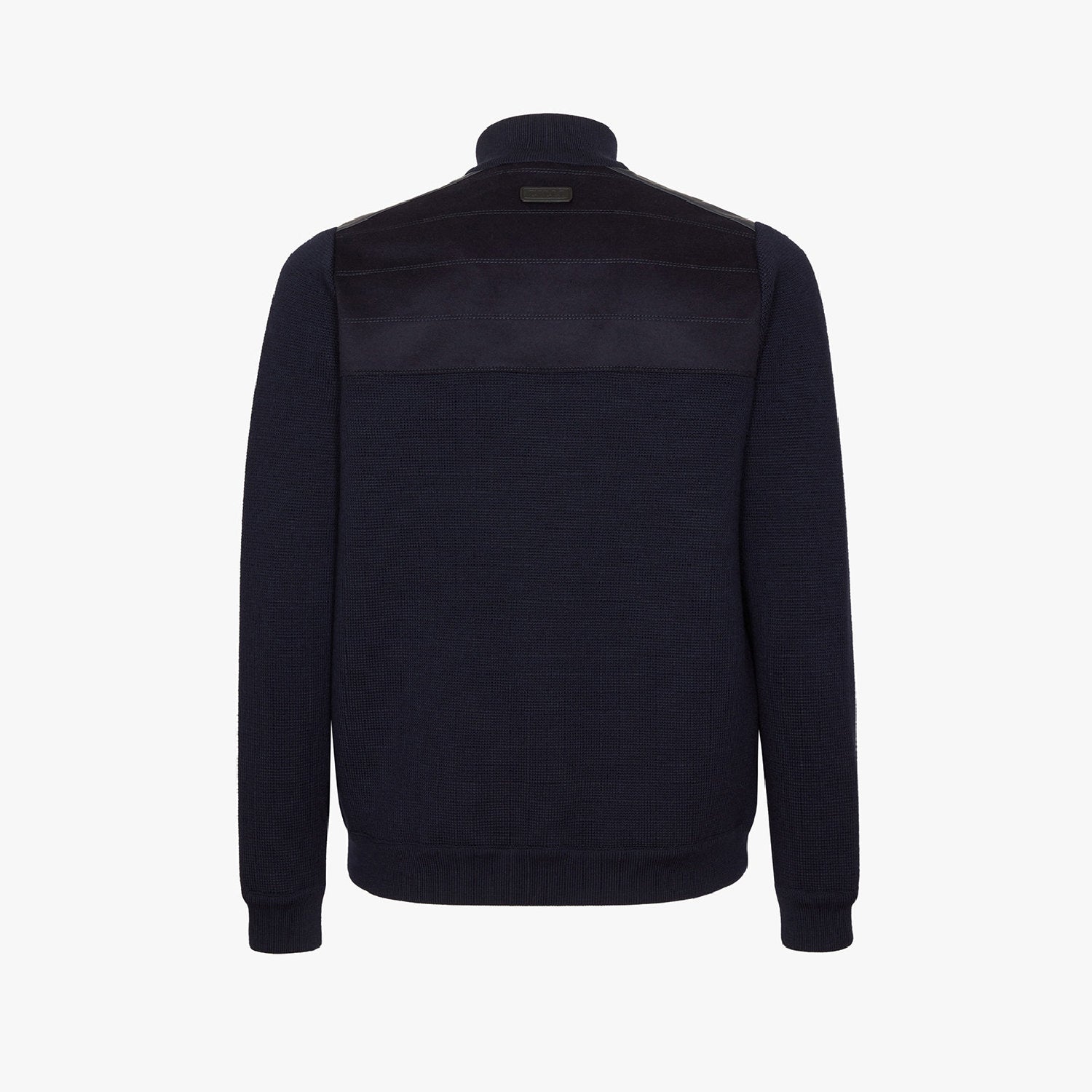 Veste zippée à empiècements en laine - Bleu