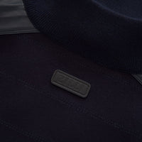 Veste zippée à empiècements en laine - Bleu
