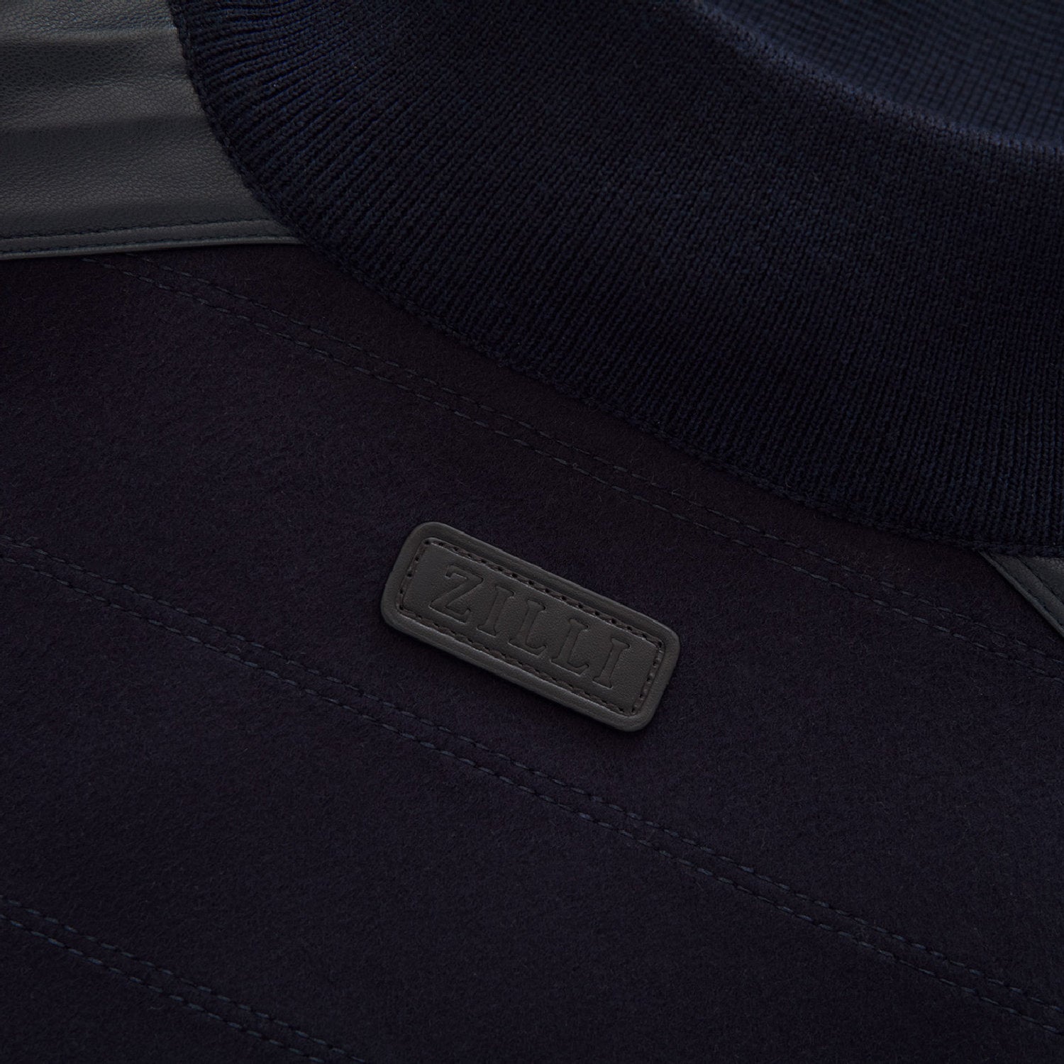 Veste zippée à empiècements en laine - Bleu