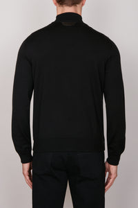 Bomber zippé à poches en laine - Noir & Marron
