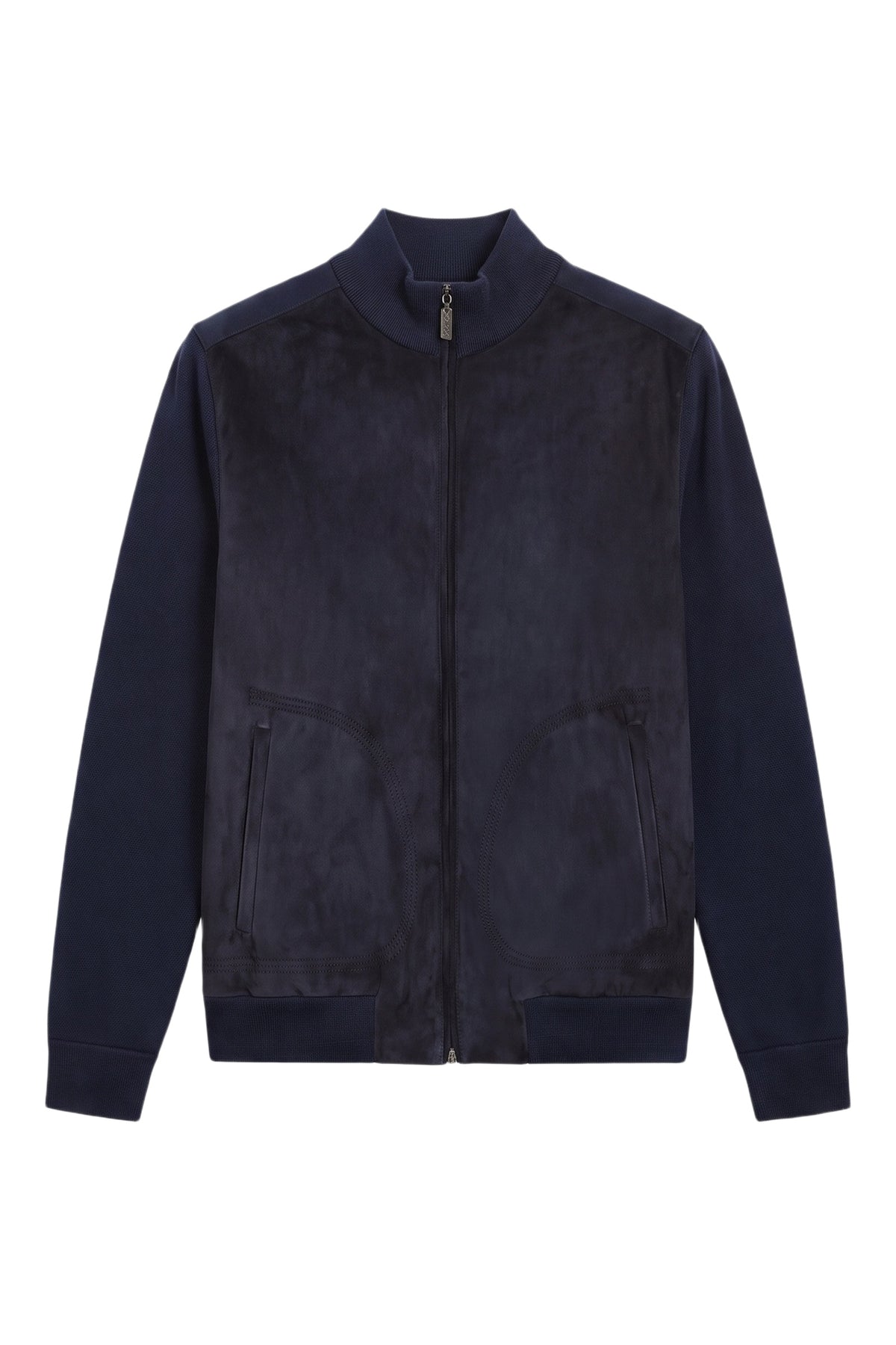 Cardigan à col montant et fermeture éclair en laine - Dark Navy