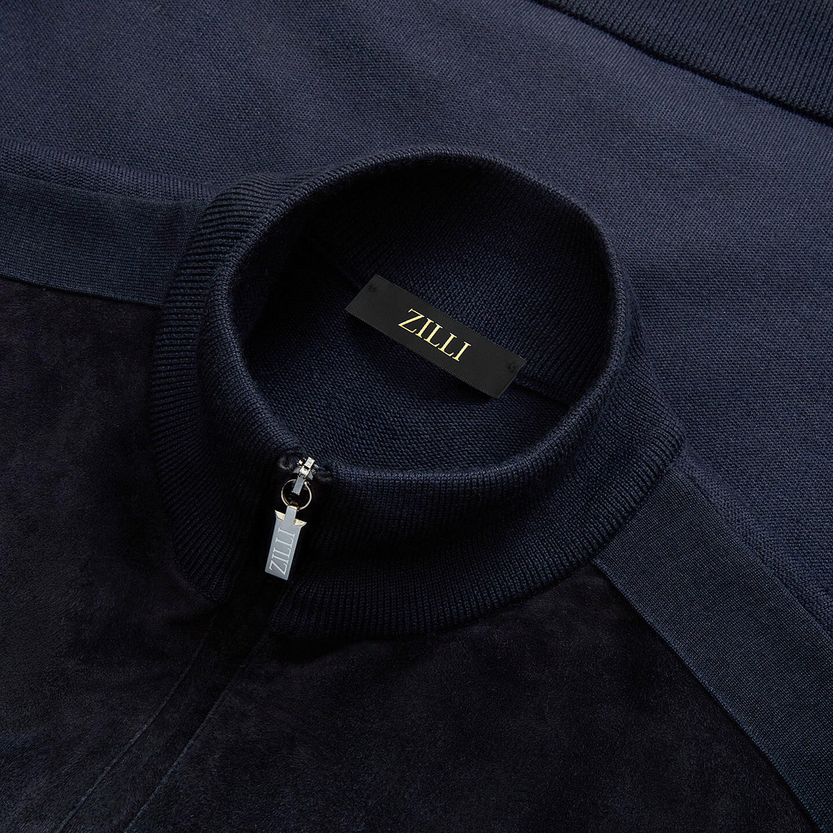 Cardigan à col montant et fermeture éclair en laine - Dark Navy