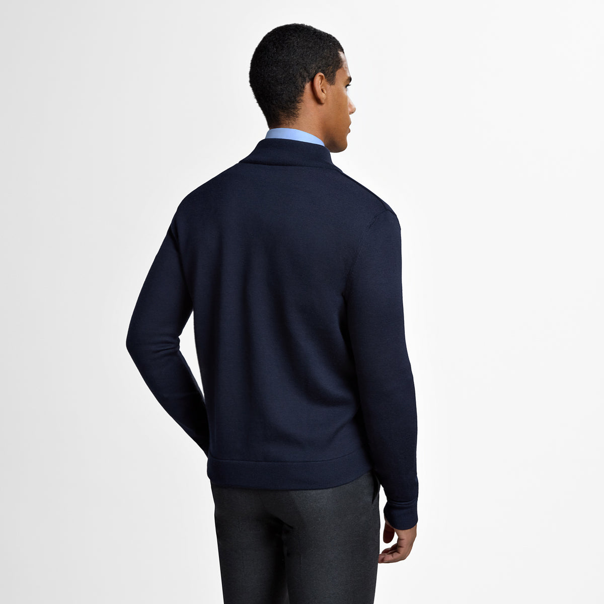 Cardigan à col montant et fermeture éclair en laine - Dark Navy