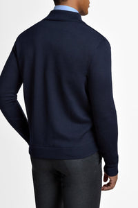 Cardigan à col montant et fermeture éclair en laine - Dark Navy