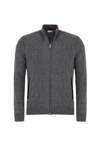 Cardigan zippé à maille torsadée en cachemire - Gris