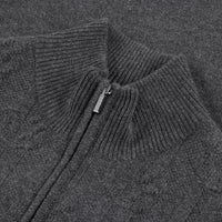 Cardigan zippé à maille torsadée en cachemire - Gris