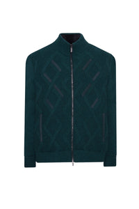 Cardigan à motif géométrique en cachemire - Vert
