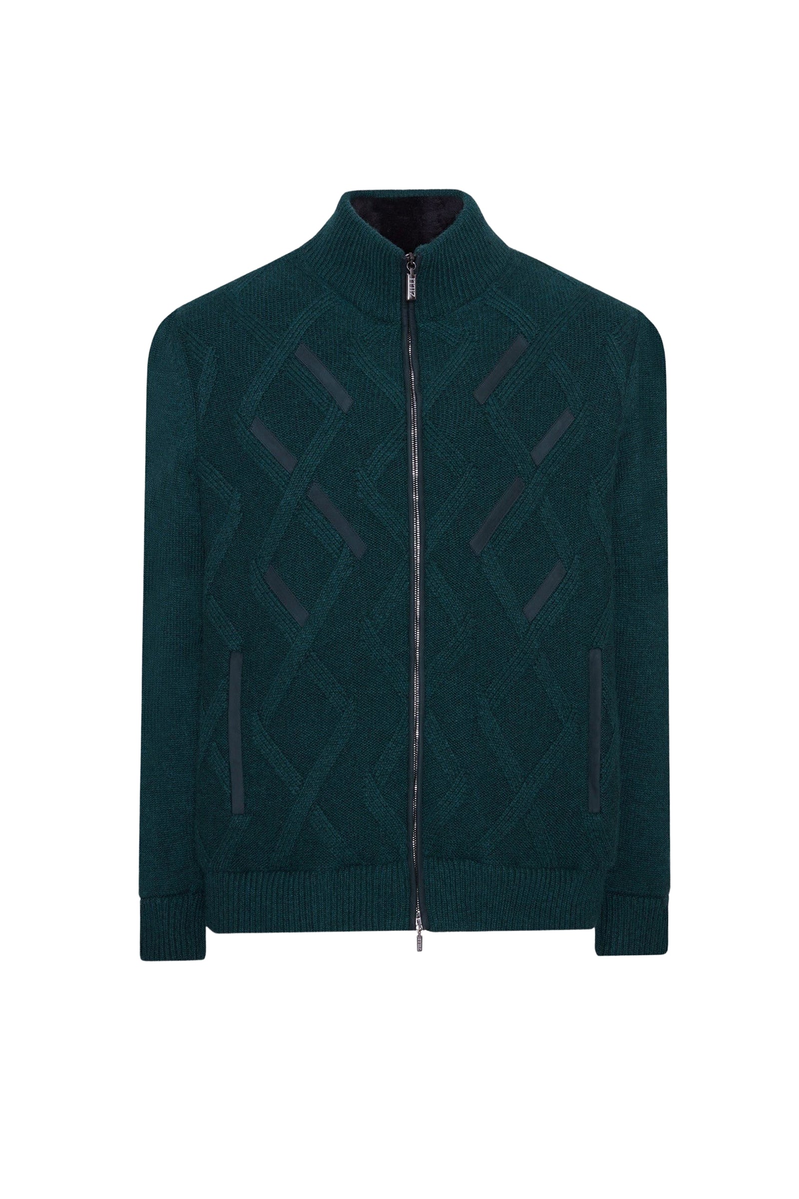 Cardigan à motif géométrique en cachemire - Vert