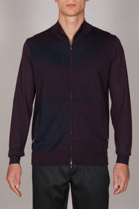 Cashmere cardigan - Bordeaux & Blue