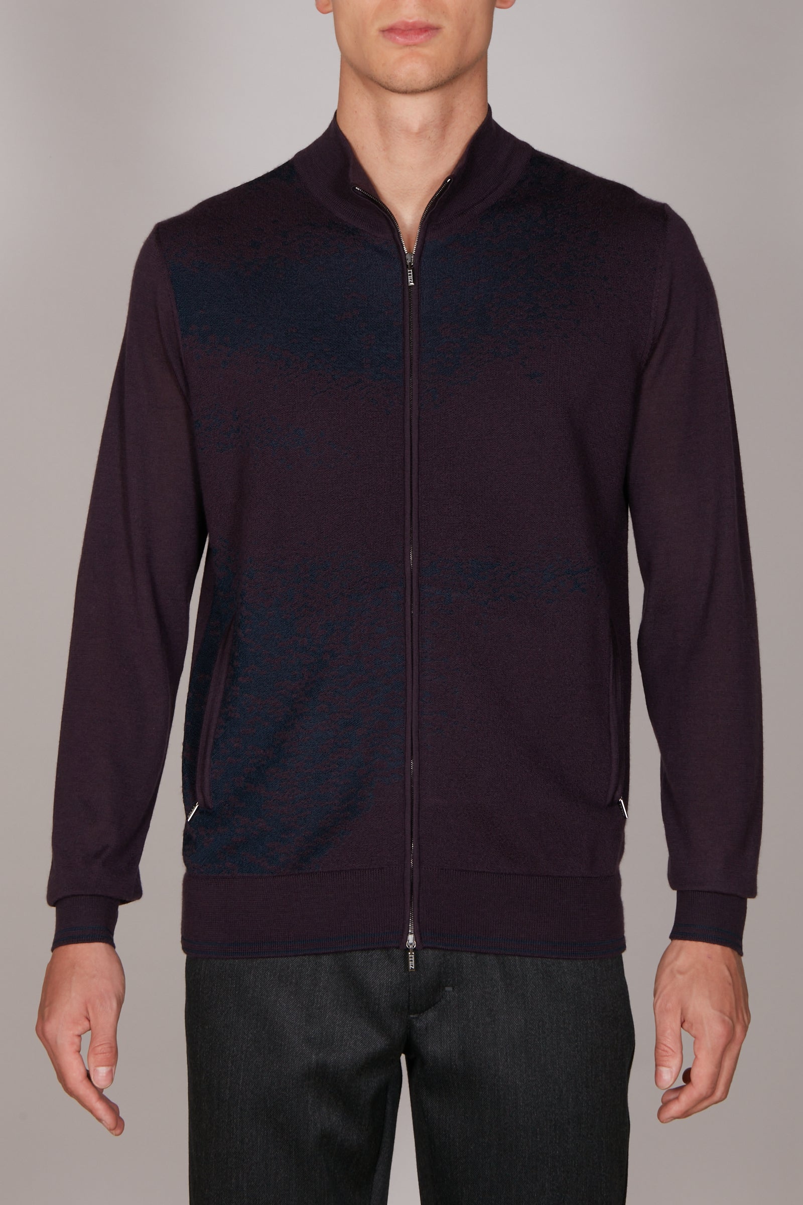 Cashmere cardigan - Bordeaux & Blue