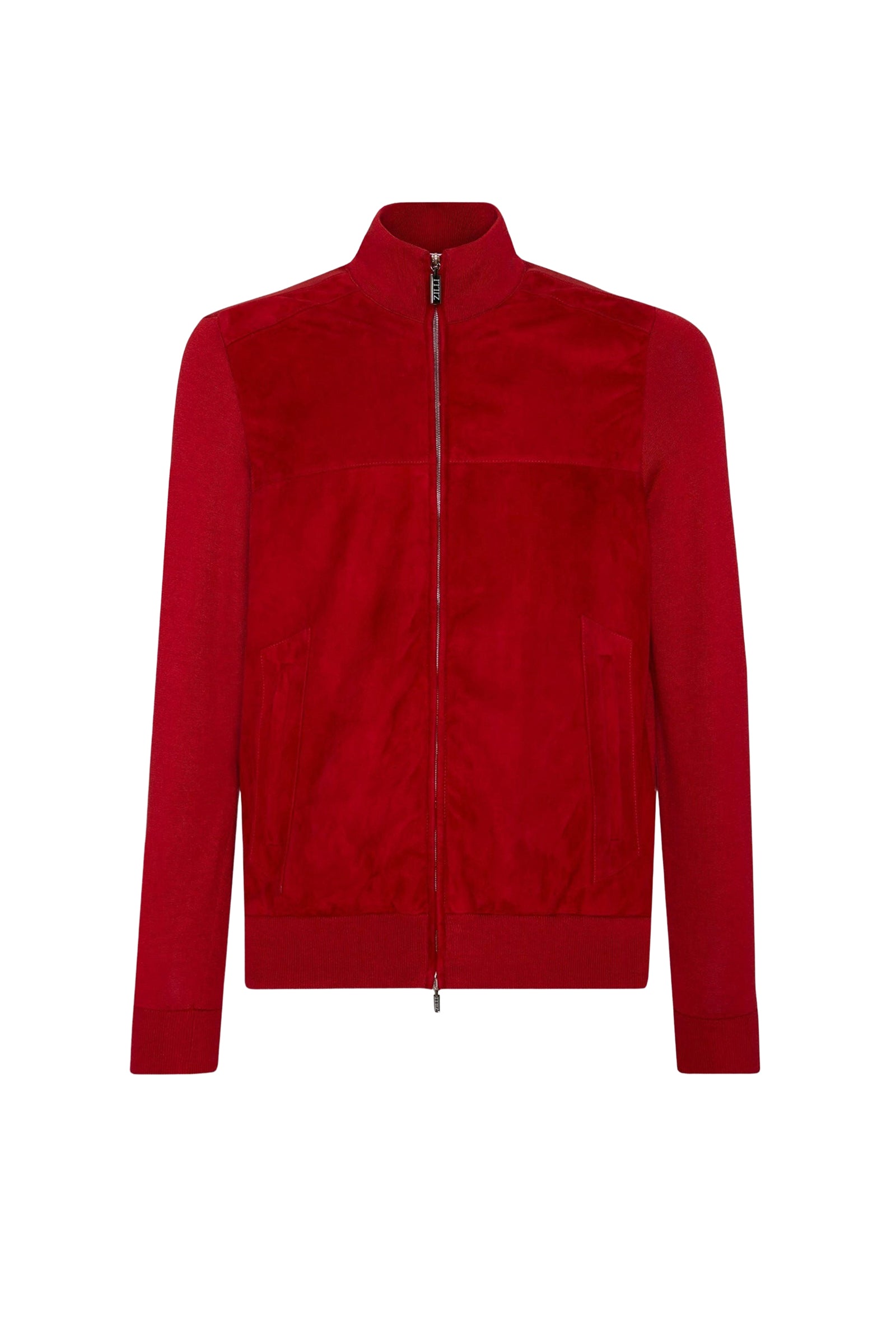 Gilet zippé à poches en soie - Rouge