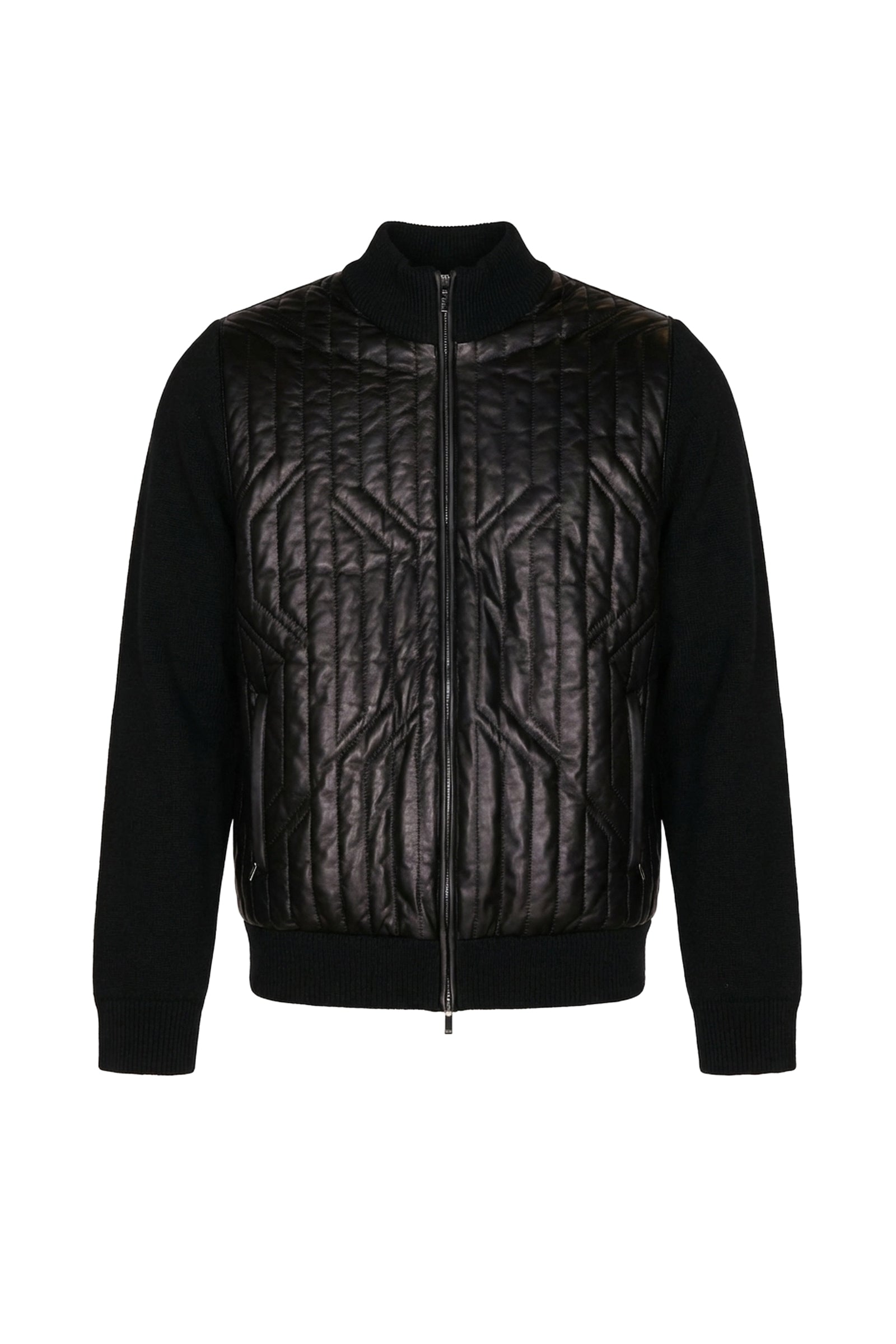 Blouson à motif matelassé en cachemire - Noir