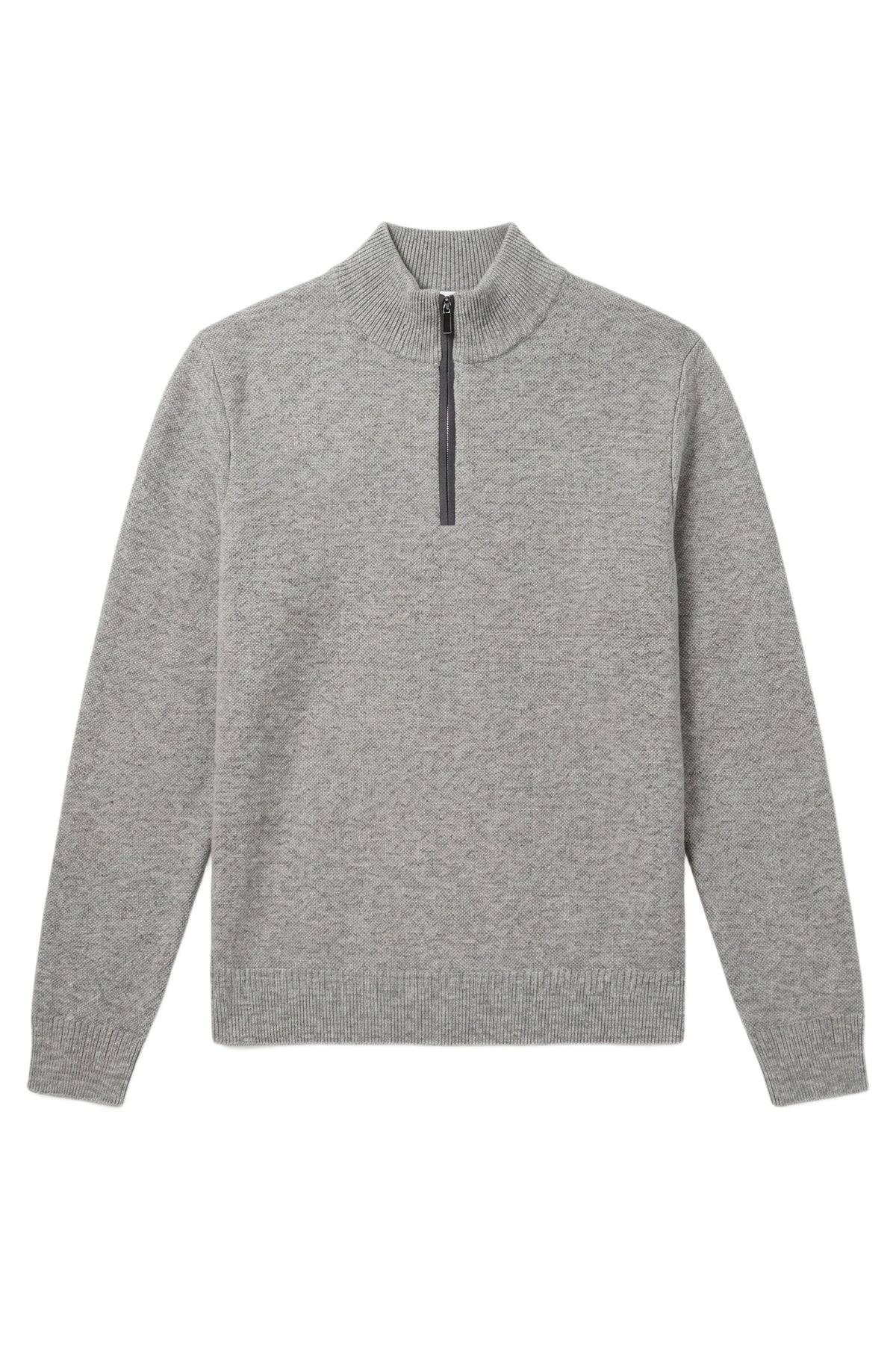 Pull à col montant à manches longues en laine - Soft Grey