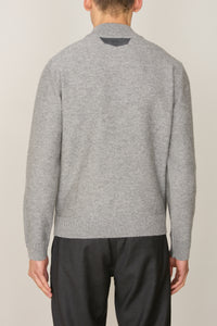 Pull à col montant à manches longues en laine - Soft Grey
