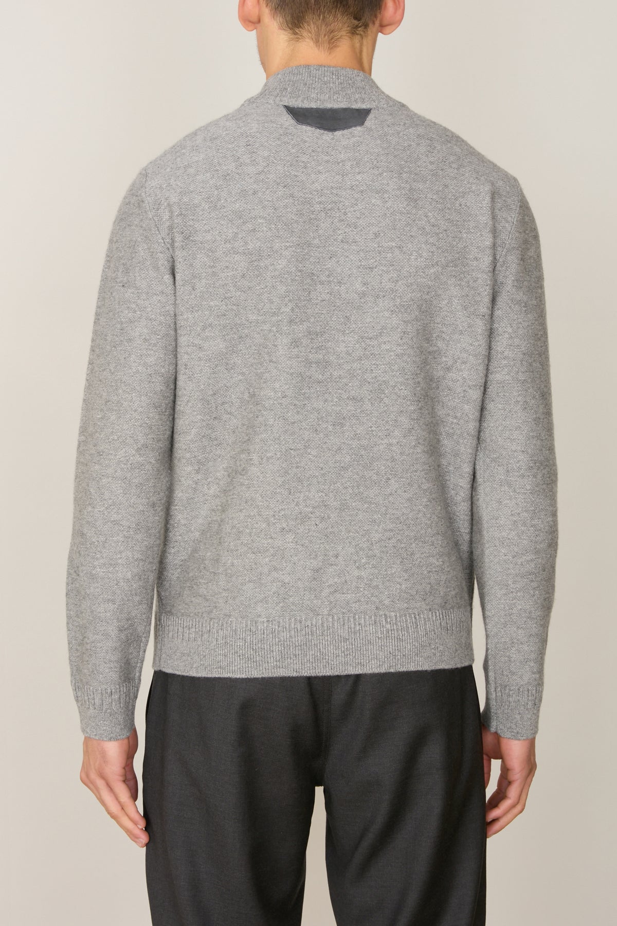 Pull à col montant à manches longues en laine - Soft Grey