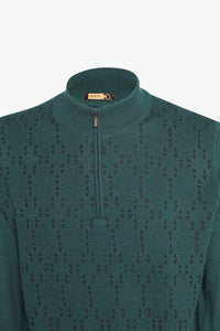 Pull à zip en laine - Dark Green