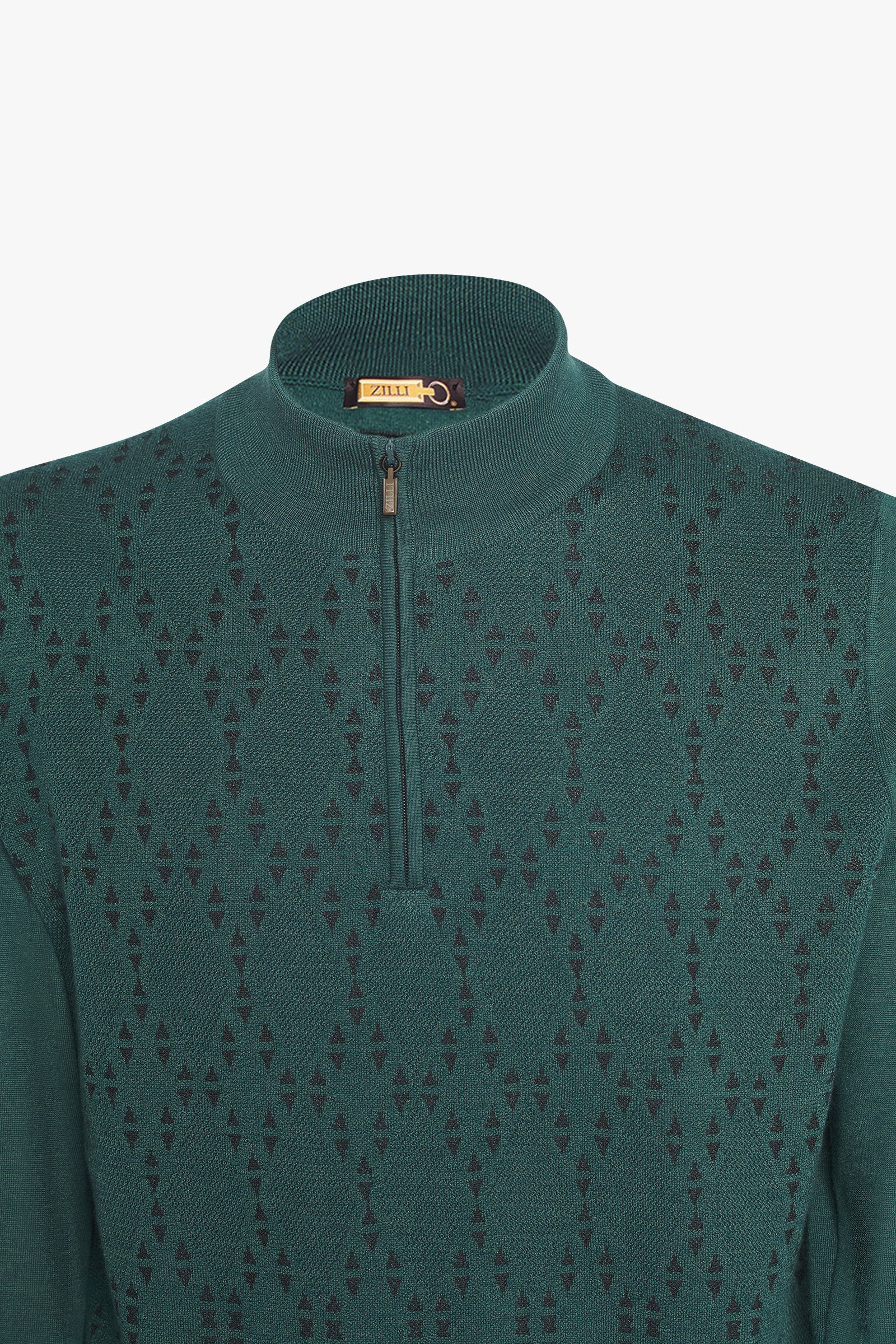 Pull à zip en laine - Dark Green