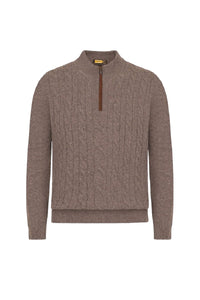 Pull à maille torsadée en laine - Marron