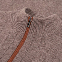 Pull à maille torsadée en laine - Marron